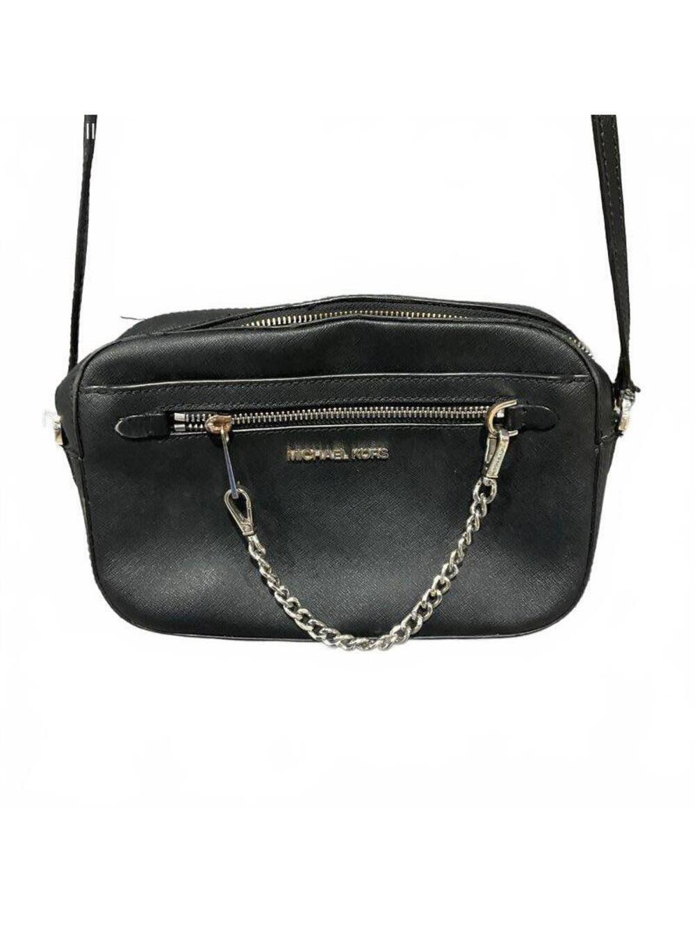 Michael Kors Black Leather Crossbody Bag Gold Hardware